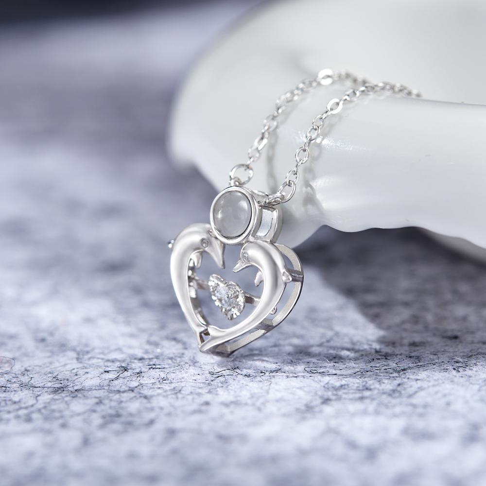 Colar De Foto Personalizado Em Forma De Coração De Golfinho Para Presente Para Mulheres - soufeelbr