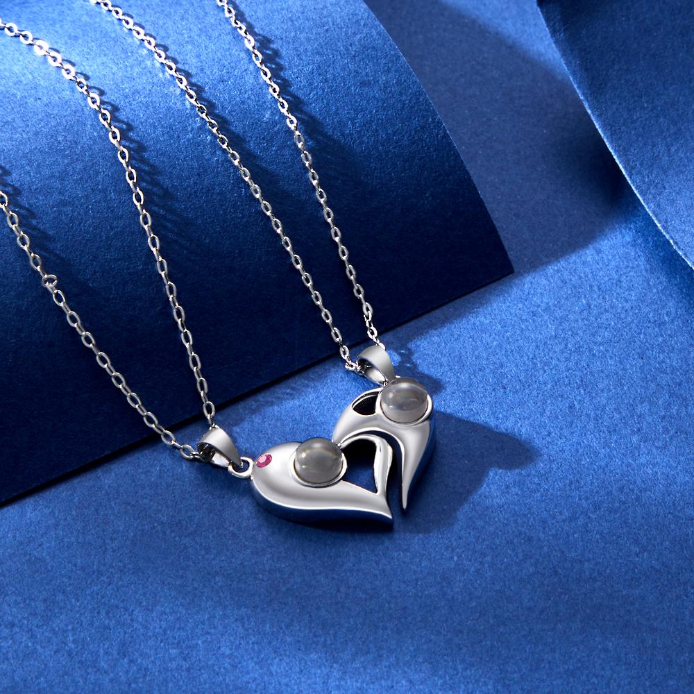 Colar De Projeção De Fotos Personalizado Casal Combinando Presentes De Coração - soufeelbr