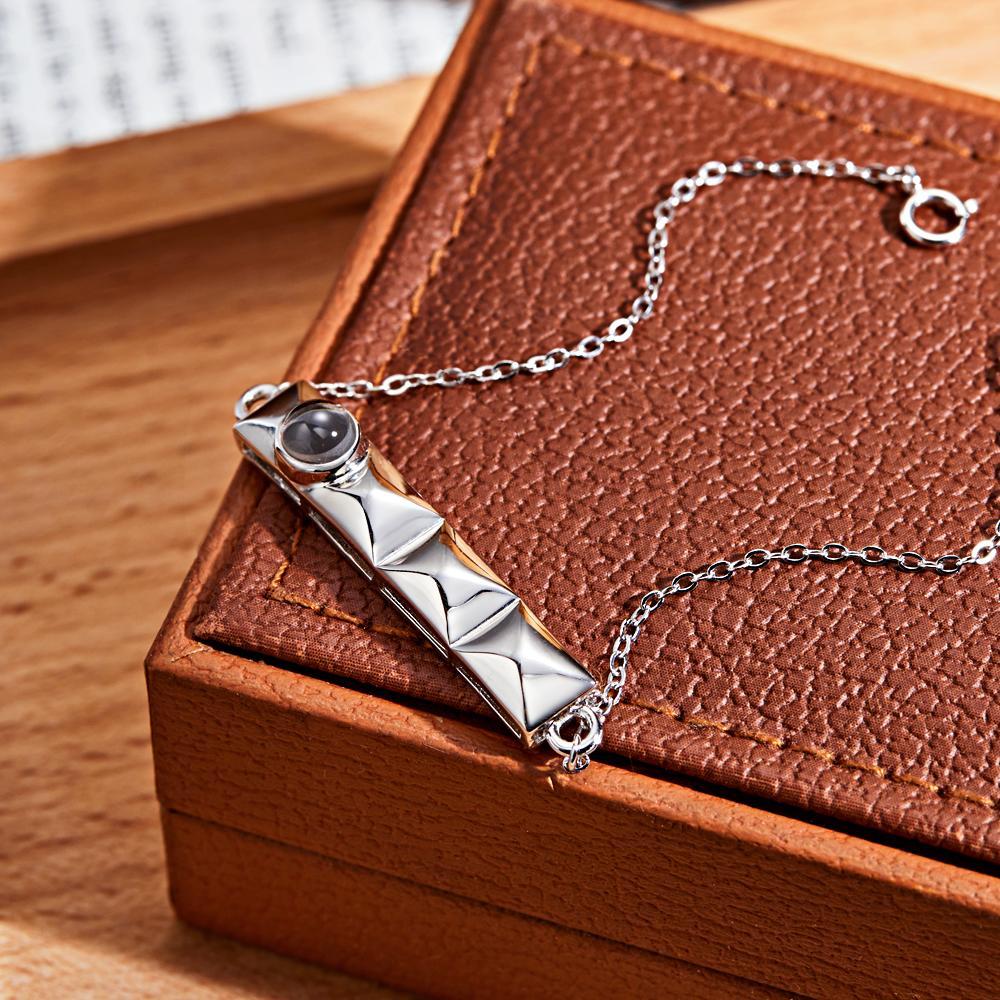 Pulseira De Imagem De Barra Pulseira De Projeção De Foto Pulseira De Foto Personalizada Para Homens E Mulheres Presente De Aniversário Para Casais - soufeelbr