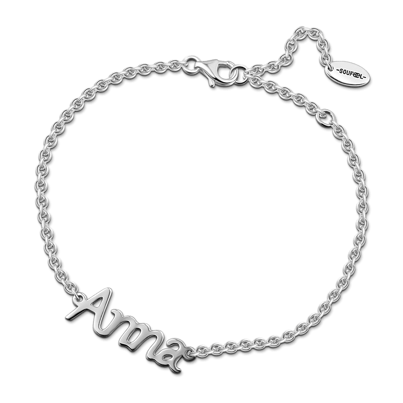 Pulseira Personalizada Pulseira com Nome Personalizado Prata Banhado a Ouro 14k - Comprimento Ajustável