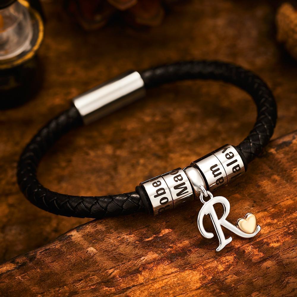 Pulseira Personalizada Custom Engraved Bracelet Men's Bracelet Engraved Beads Charm Bracelet Family Bracelet Unique Gifts