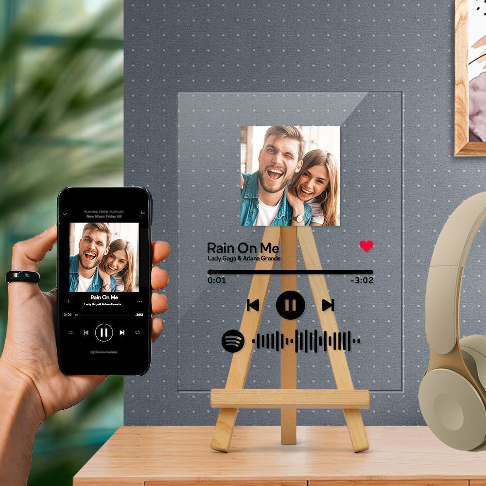 Placa Personalizada Spotify Scannable Música Spotify Glass Art Presentes De Natal