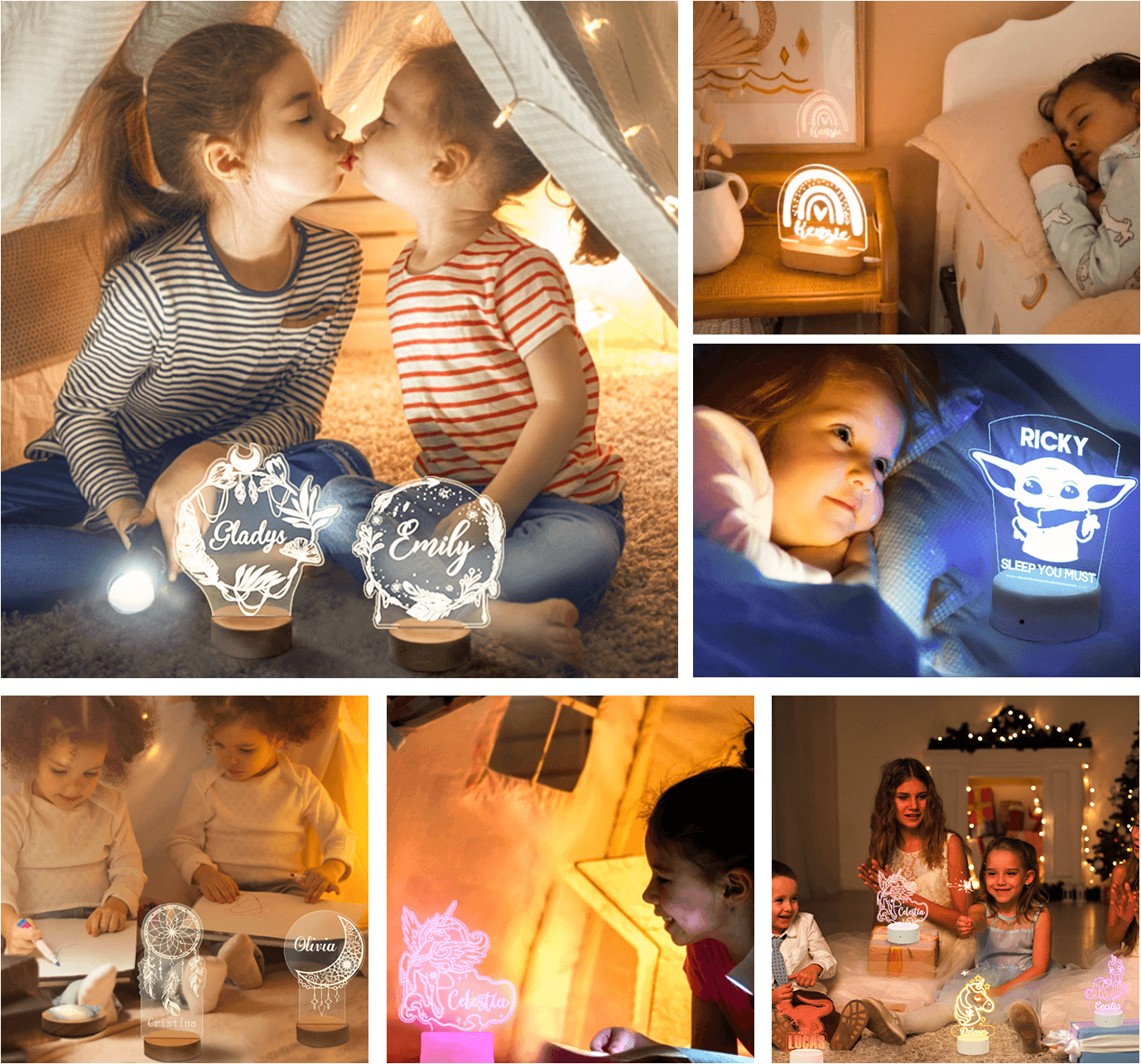 Lâmpada De Cabeceira De Mesa Dreamcatcher Personalizada Luz Noturna Personalizada Lâmpada De Lua Personalizada - soufeelbr