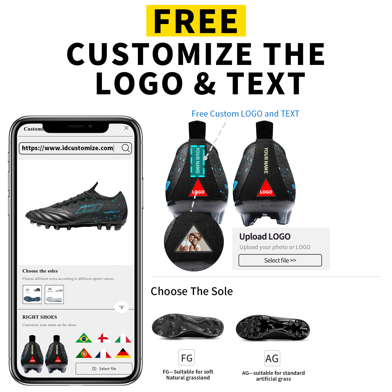 Personalized Football Boots for Mens Soccer Trainer Customizable