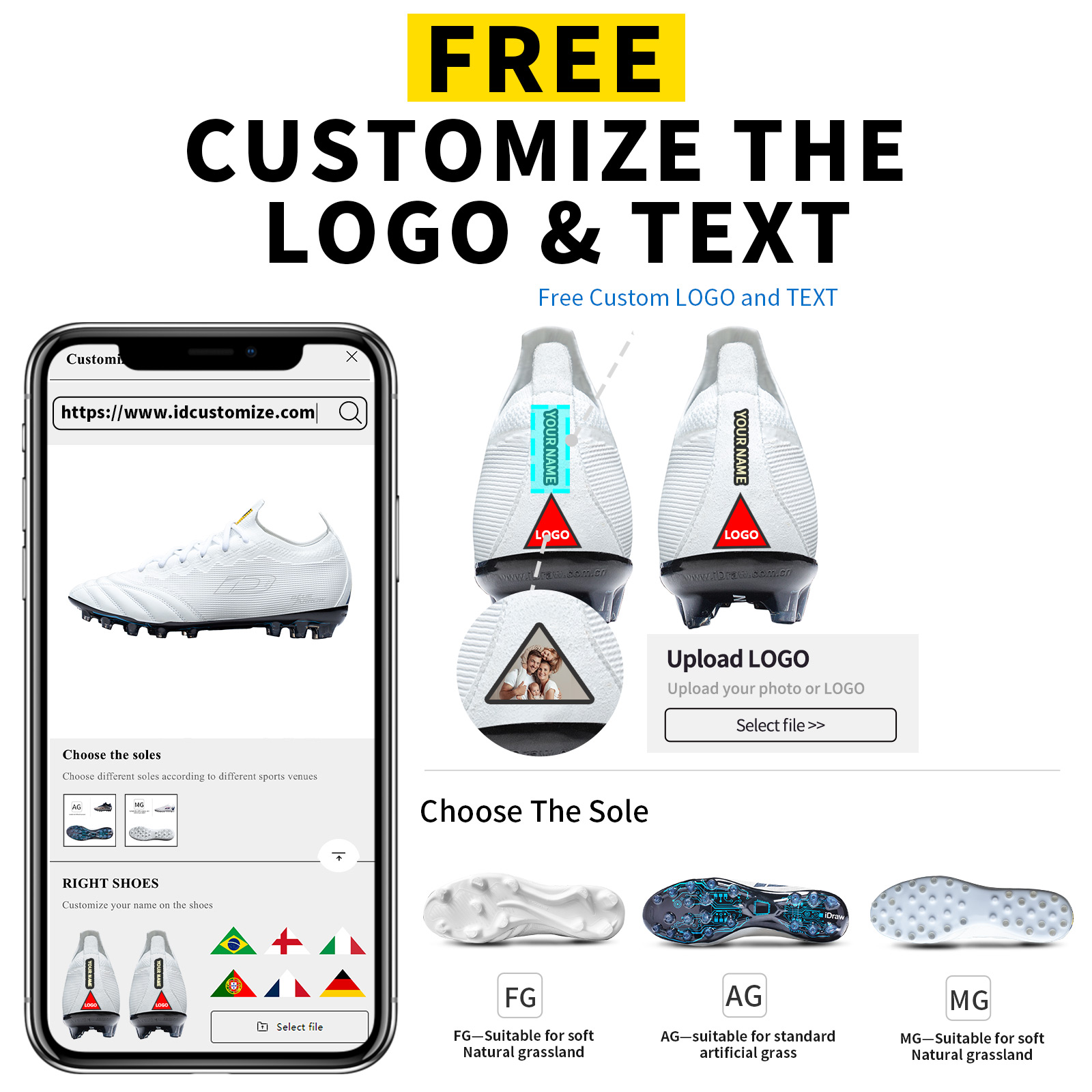 Custom Kangaroo Skin Football Boots Fit Soccer Shoes Athletics Training Shoes Sports Sneakers for Men