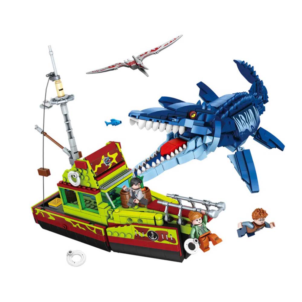 FREE SHIPPING MOC LEGO BUILDING BLOCK Jurassic Park: Mouth of the runaway Mosasaur