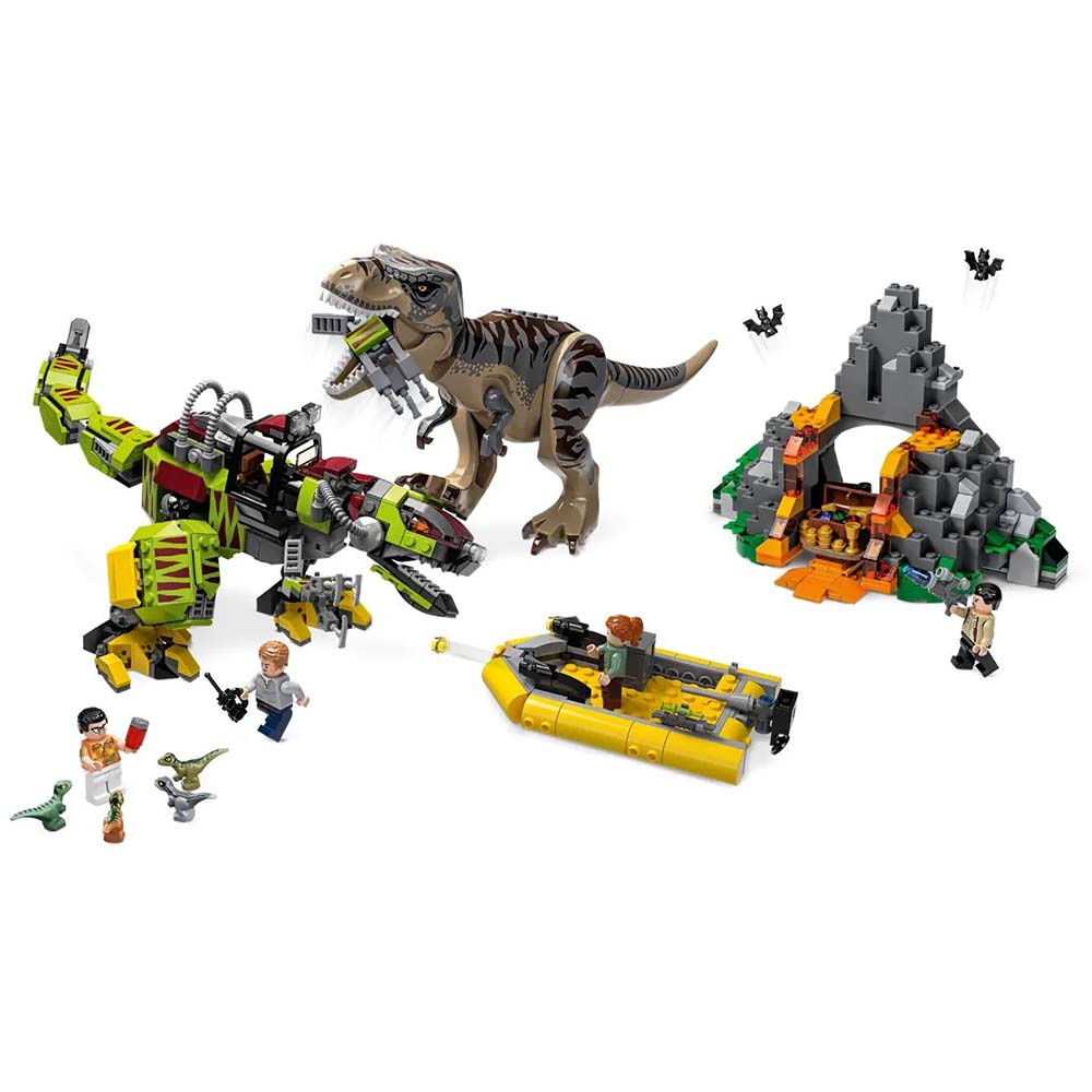 FREE SHIPPING MOC LEGO BUILDING BLOCK Jurassic Park: T. rex vs Dino-Mech Battle
