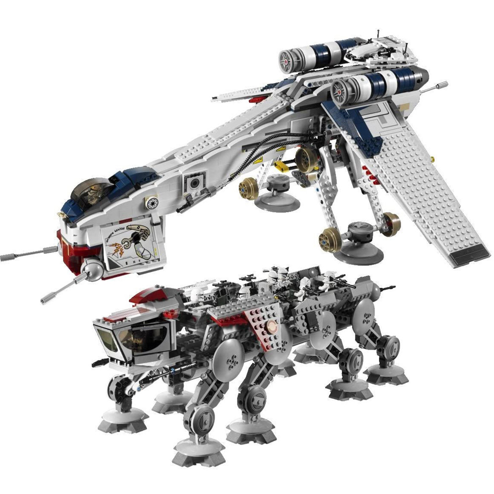 FREE SHIPPING MOC LEGO BUILDING BLOCK STAR WARS THE REPUBLIC DROPSHIP WITH AT-OT 10195