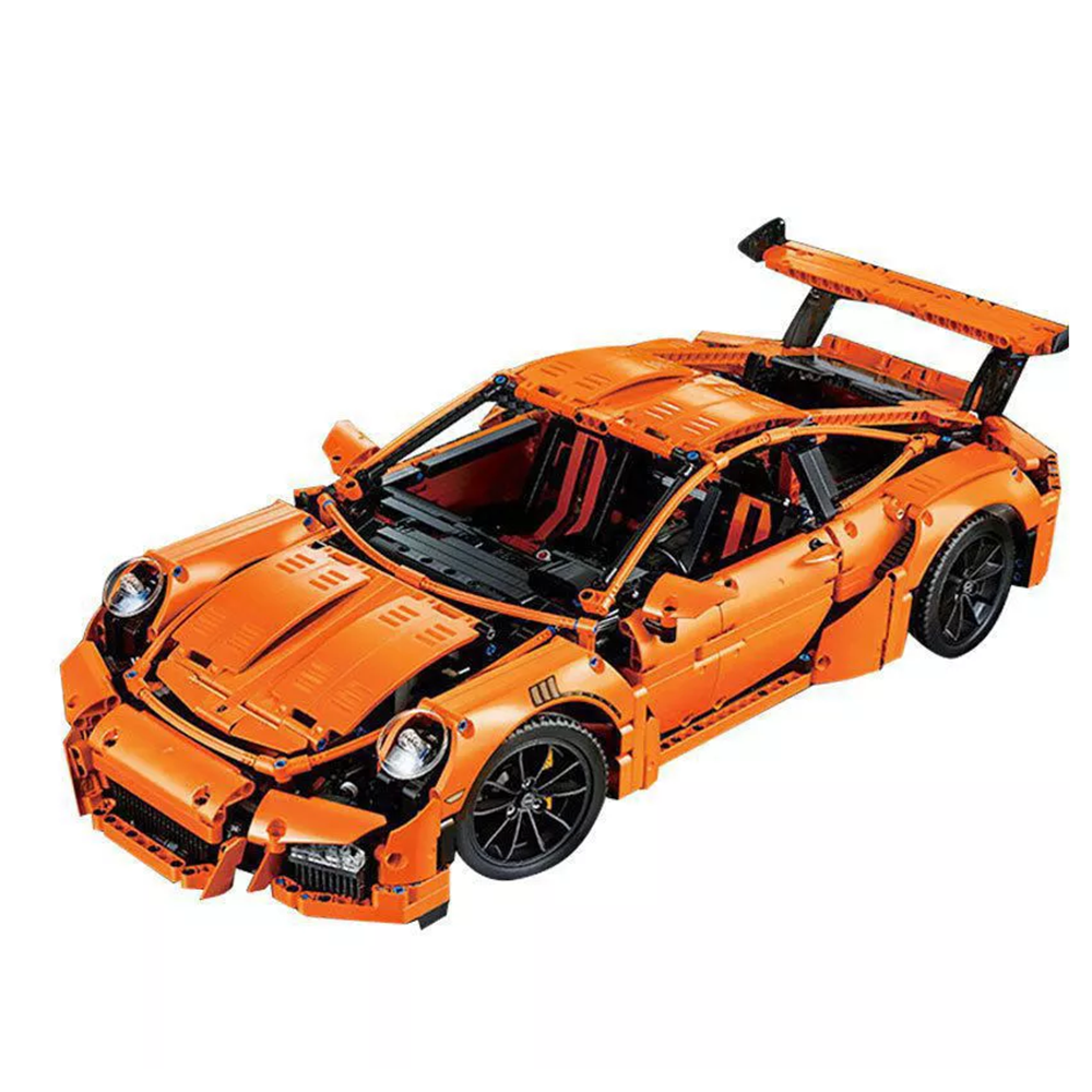 FREE SHIPPING MOC LEGO BUILDING BLOCK ORANGE PORSCHE 911 GT3 RS RACING CAR