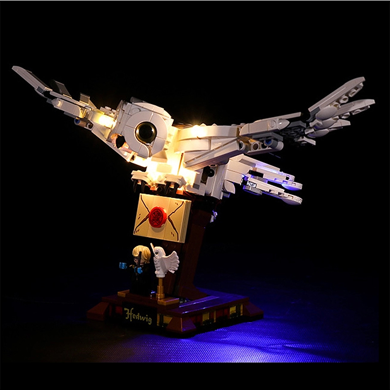 FREE SHIPPING MOC LEGO BUILDING BLOCK HARRY POTTER HEDWIG MODEL WITH LIGHT SET