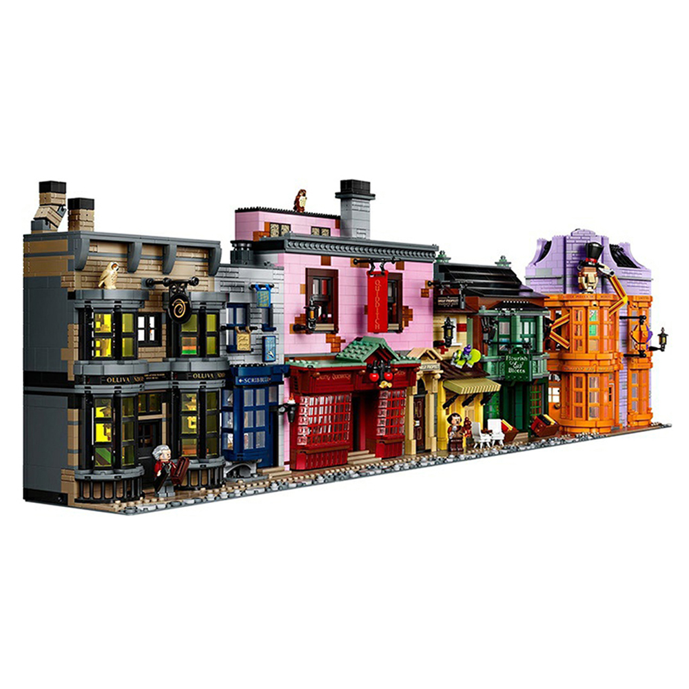 FREE SHIPPING MOC LEGO BUILDING BLOCK HARRY POTTER DIAGON ALLEY MODEL WITH LIGHT SET