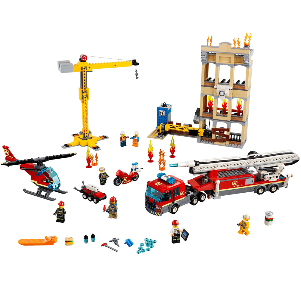FREE SHIPPING CITY Downtown Fire Brigade MOC LEGO BUILDING BLOCK