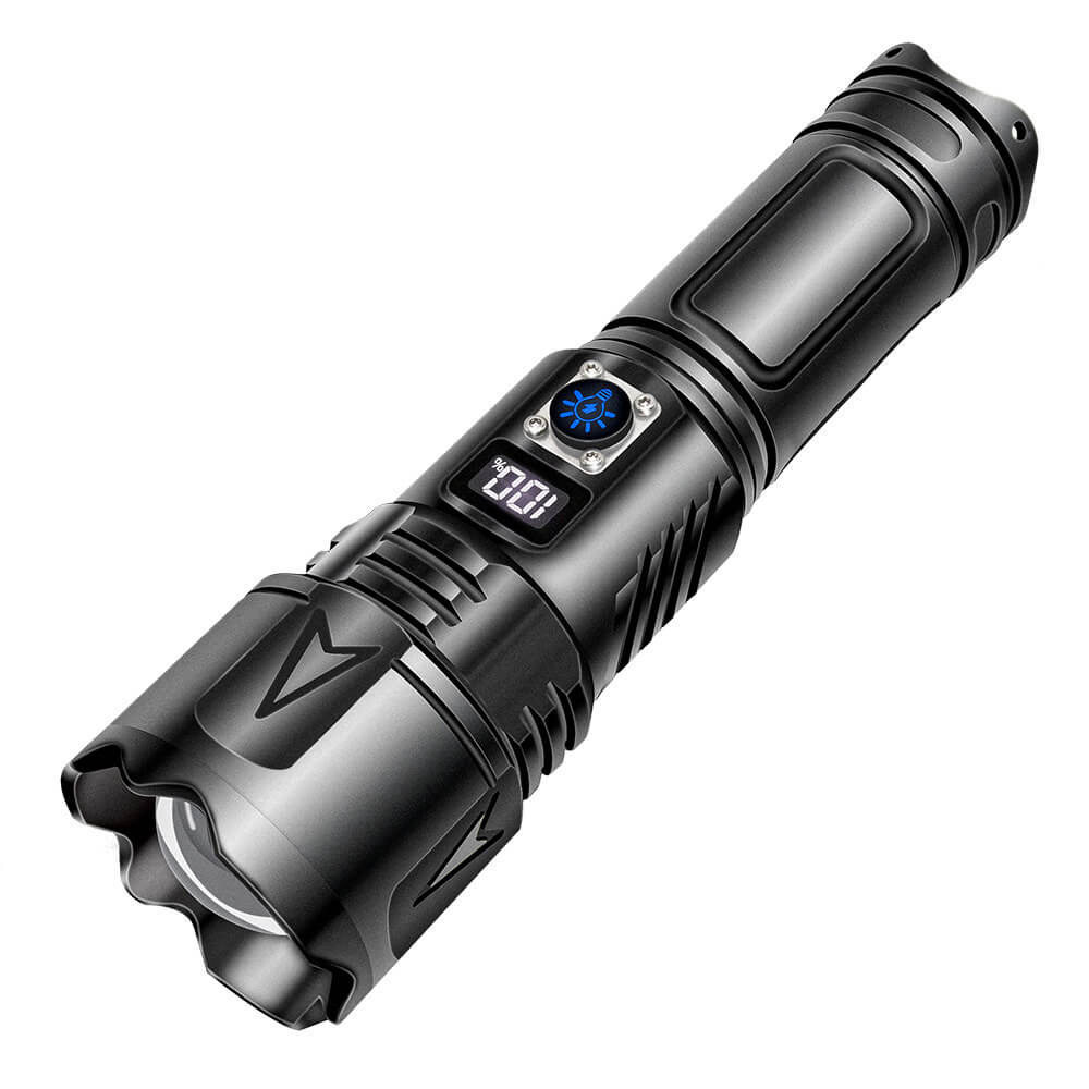 【SG-A03】【Free Shipping】Rechargeable Flashlights with Digital display Type-C USB 12000 High Lumens Zoomable Outdoor Emergency Power Outage Flashlight