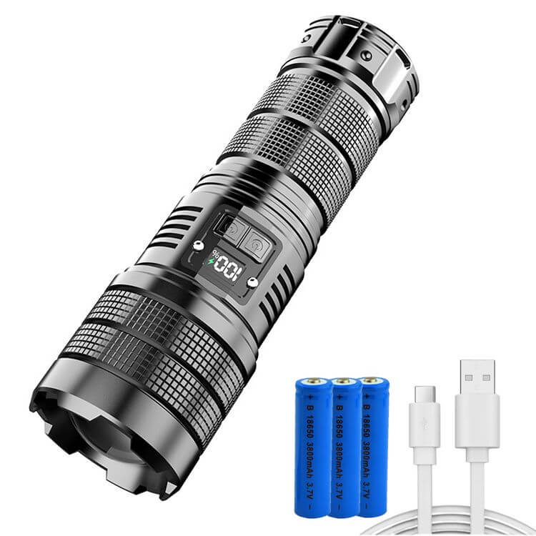 【SG-X9】Super Bright 3*18650 Rechargeable Battery Tactical Laser Zoom Flashlight 