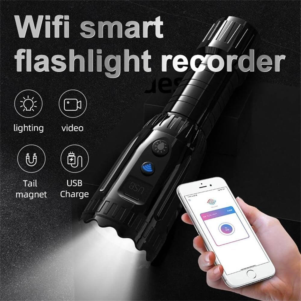 Smart LED Flashlight+Wifi+HD Camera+Strong Magnet+USB Charge+Rechargeable Battery