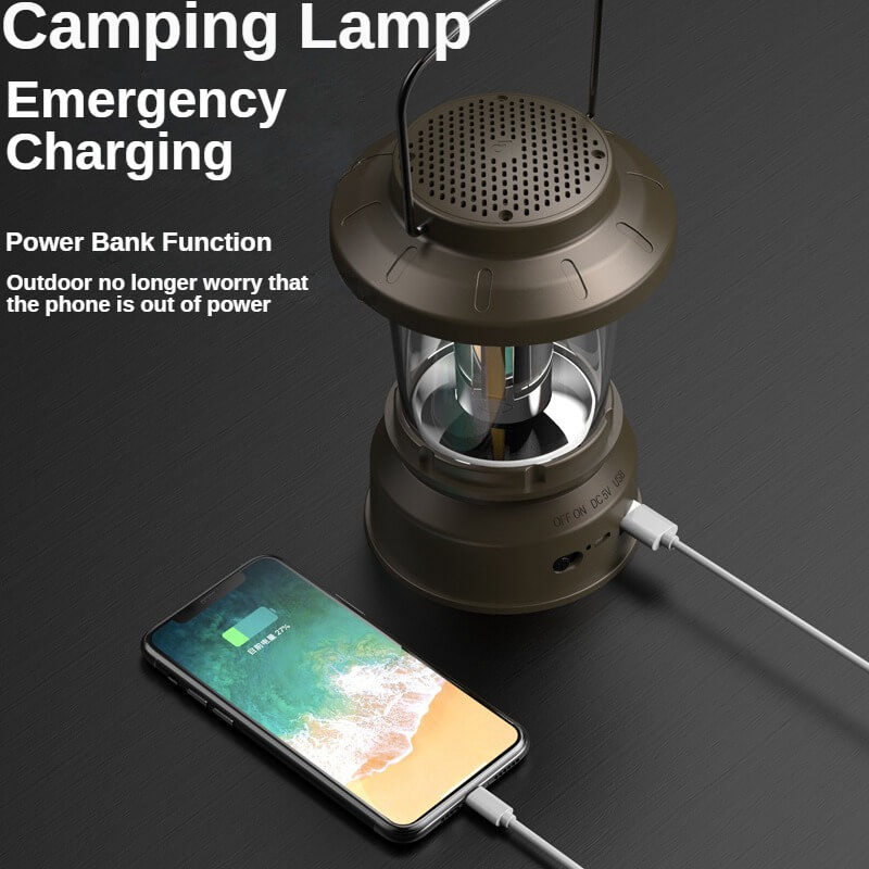 【S】5W Rechargeable Bluetooth Camping Light Retro Style Meets Modern