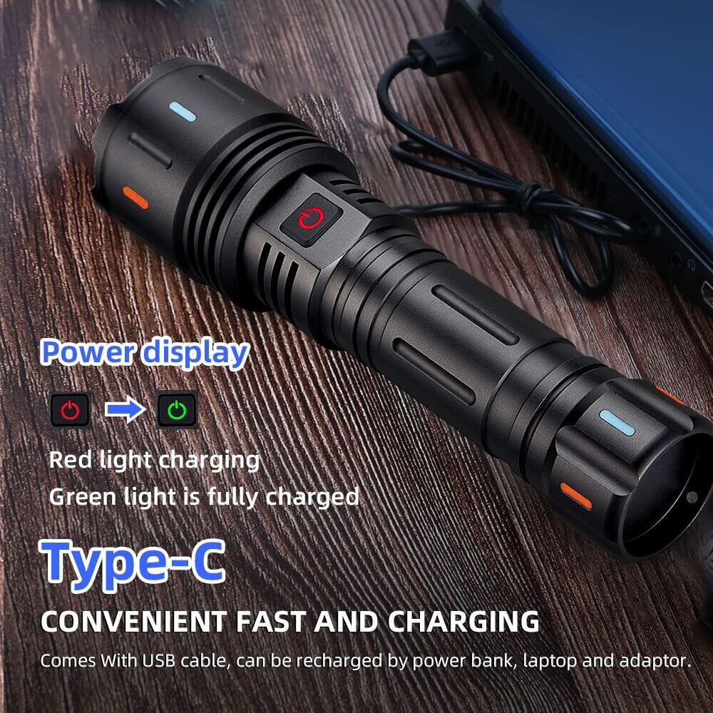 【SG-F351】🔥Powerful LED Rechargeable Laser Zoom Tactical Flashlight