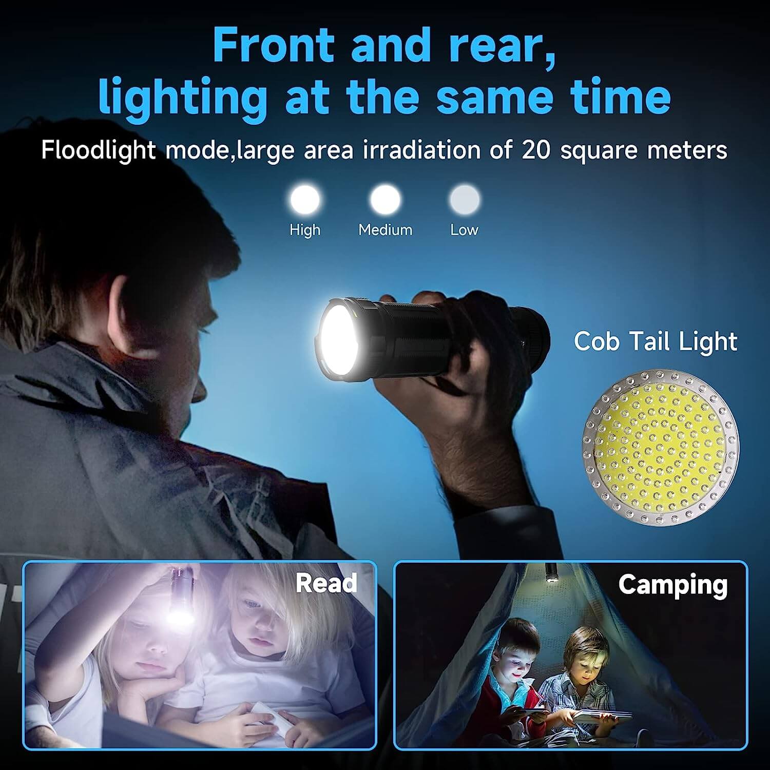 LED Rechargeable Super Bright 120000 High Lumens Laser Flashlight With Tail Light