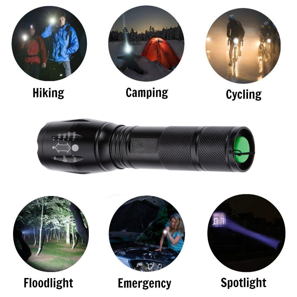 【SG-A100】Mini Torch Lanterna Tactical Flashlight Zoomable Waterproof Protable Outdoor Camping Bike Light
