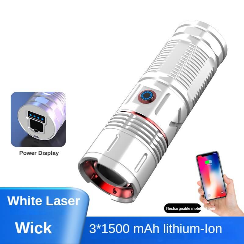 【SG-X6】🔥🎁Super Bright Rechargeable Type-C 3*18650 Li-Ion White Laser Tactical Zoom Flashlight