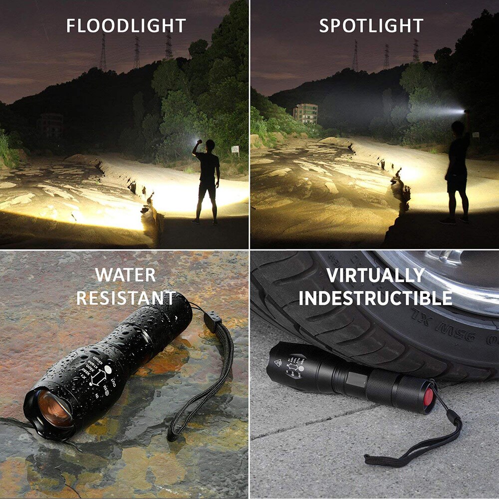 【SG-A100】Mini Torch Lanterna Tactical Flashlight Zoomable Waterproof Protable Outdoor Camping Bike Light