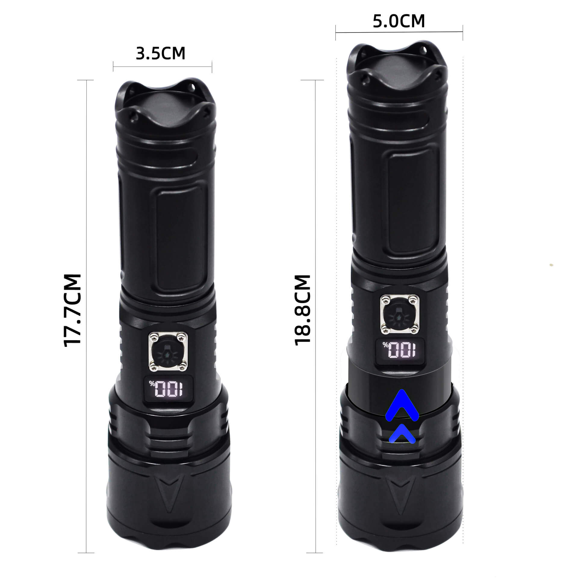 【SG-A03】【Free Shipping】Rechargeable Flashlights with Digital display Type-C USB 12000 High Lumens Zoomable Outdoor Emergency Power Outage Flashlight
