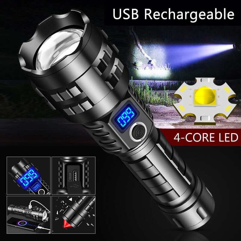 【Free Shipping】Super Bright LED Rechargeable Tactical Zoom Flashlight