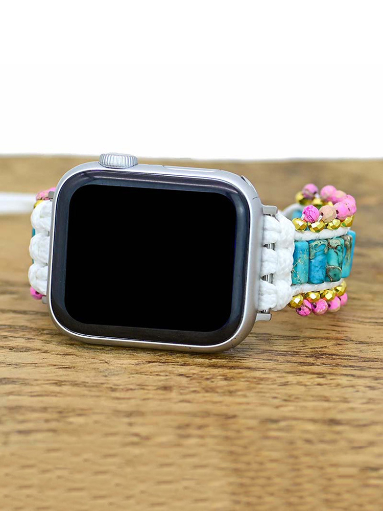 Bohemian Short Cylinder Natural Stone Handwoven Band