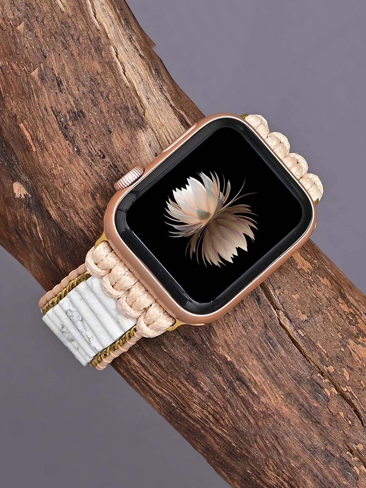 Bohemian Cylinder Nature Stone Chain Edge Handwoven Band