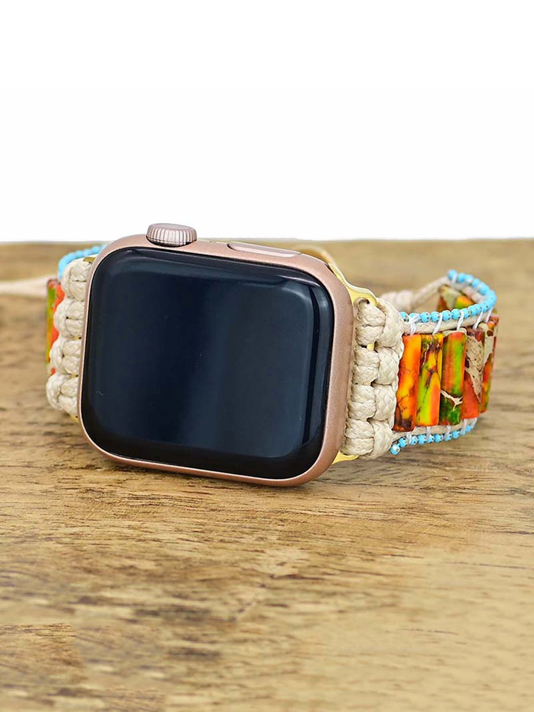 Bohemian Cylinder Nature Stone Bead Edge Handwoven Band