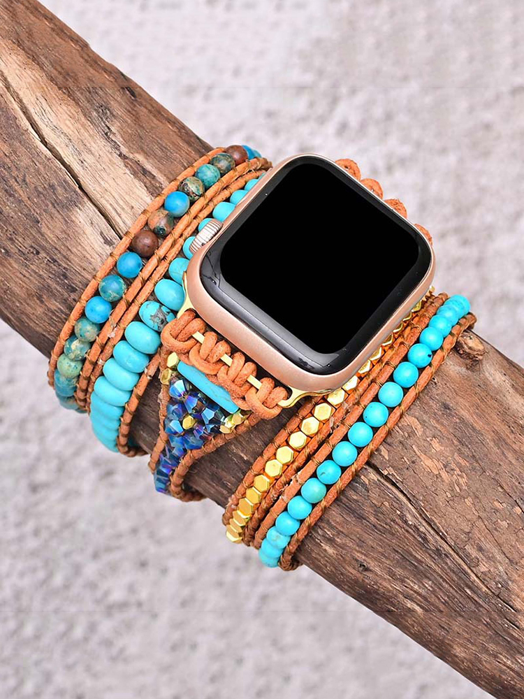 5-loop Bohemian Natural Stone Hollow Buckle Handwoven Band