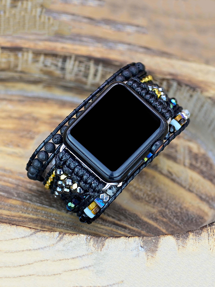 5-loop Bohemian Natural Stone Tree Pattren Buckle Handwoven Band