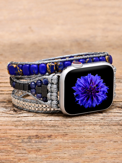 3-loop Bohemian Natural Stone Square Buckle Handwoven Band