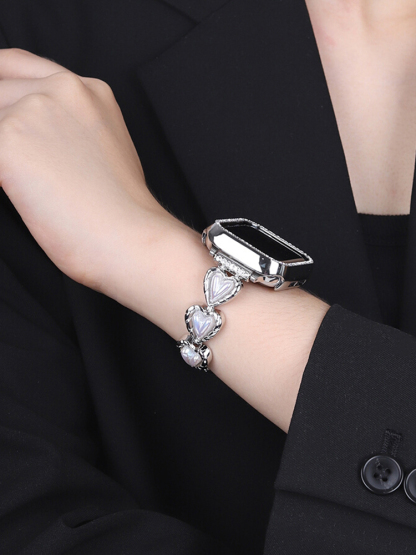 Love Heart Pearl Chain Stainless Steel Band