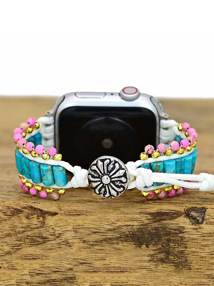 Bohemian Short Cylinder Natural Stone Handwoven Band