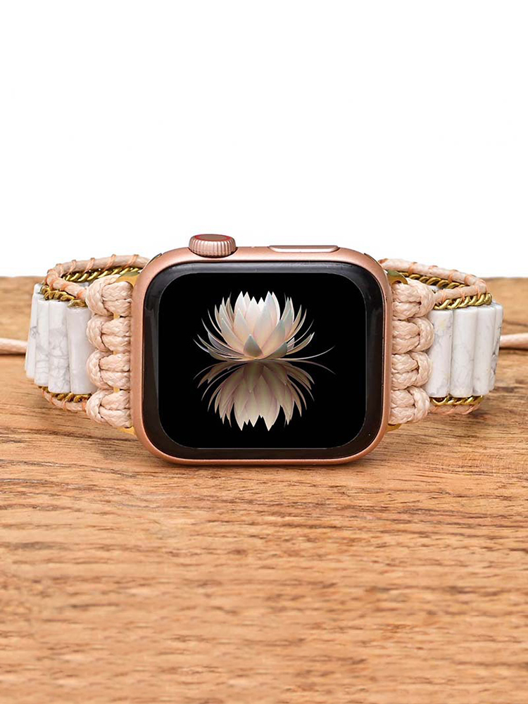 Bohemian Cylinder Nature Stone Chain Edge Handwoven Band