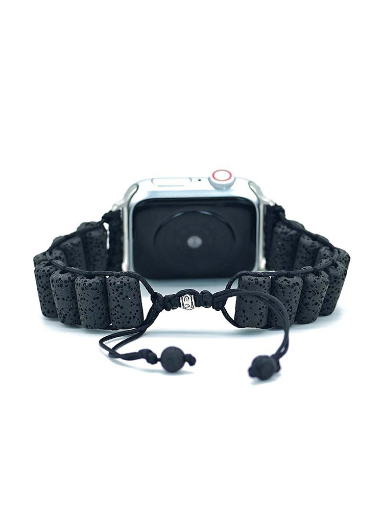 Bohemian Cylinder Lava Stone Handwoven Apple Watch Band - Tatanband