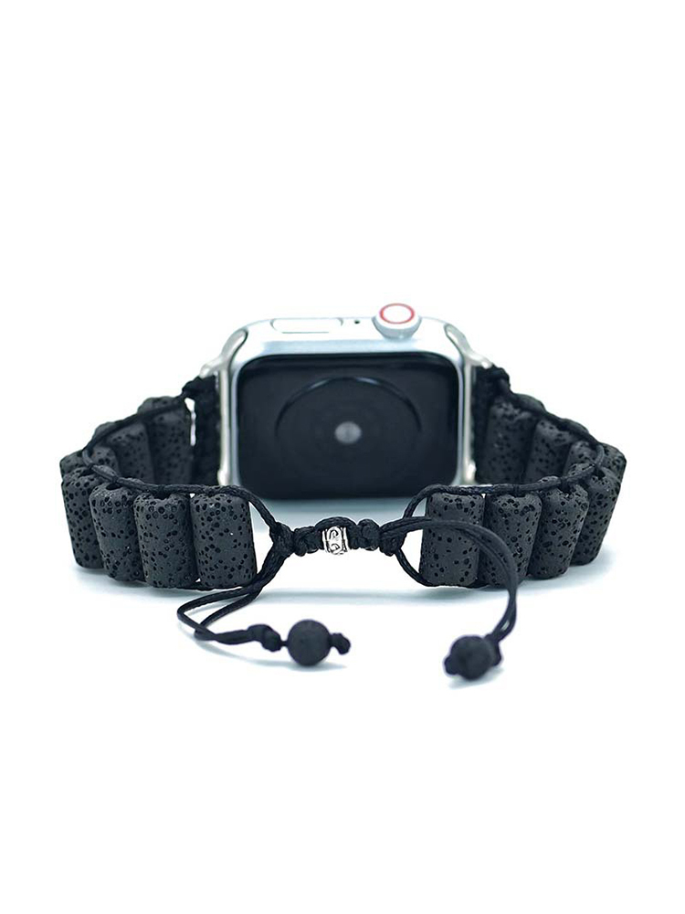 Bohemian Cylinder Lava Stone Handwoven Band