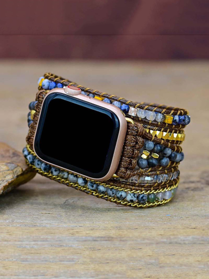 5-loop Bohemian Natural Stone Vintage Pattern Buckle Handwoven Band