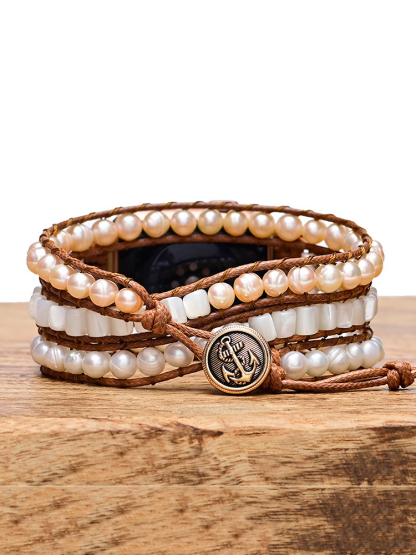 3-loop Bohemian Natural Stone Handwoven Band