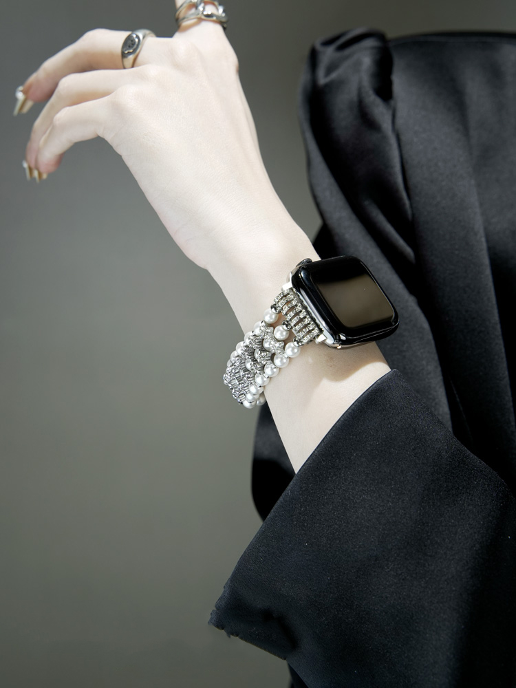 Triple-row Chain Elastic Pearl Band