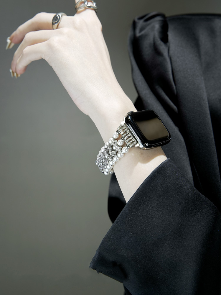 Triple-row Chain Elastic Pearl Band