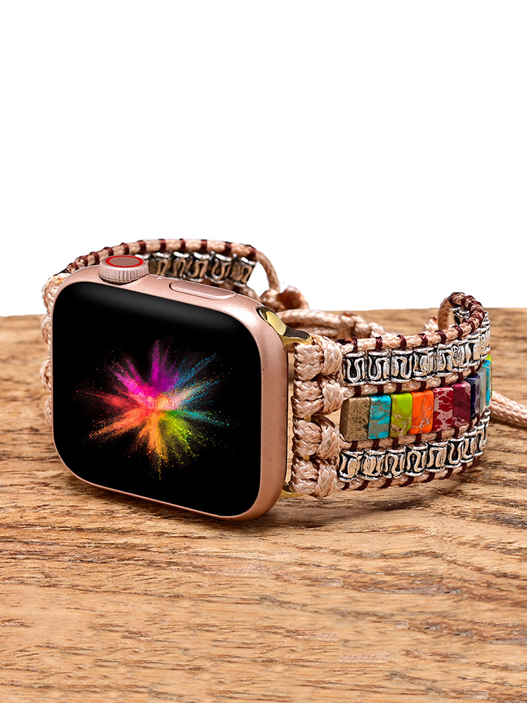 3-Link Bohemian Rectangle Natural Stone Handwoven Band