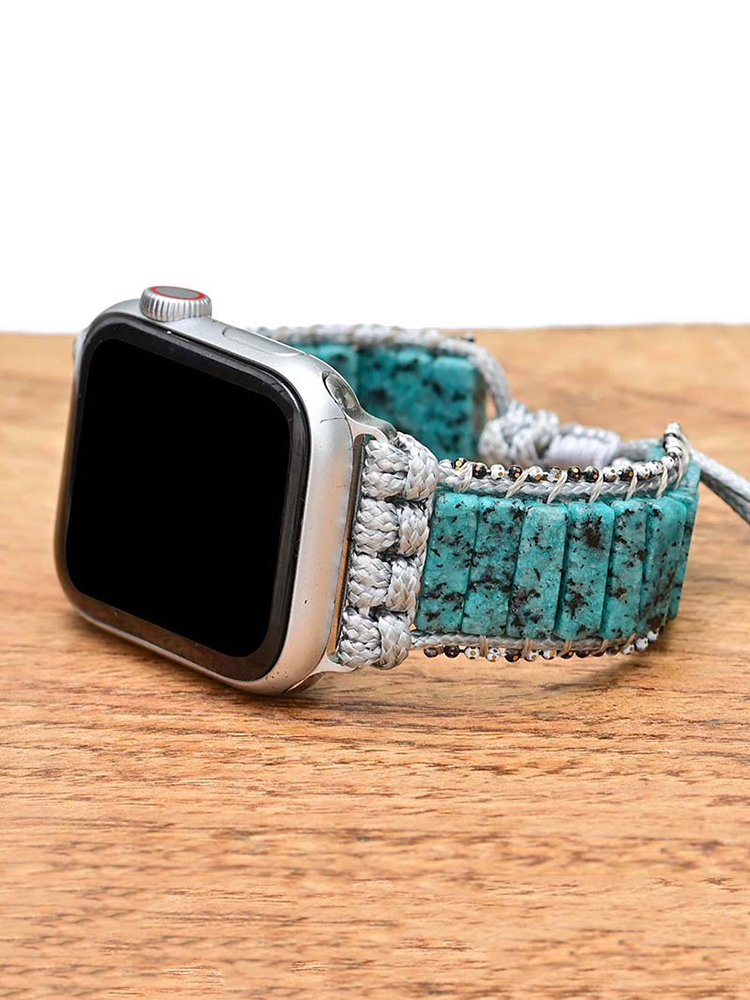 Bohemian Rectangle Natural Stone Bead Edge Handwoven Band