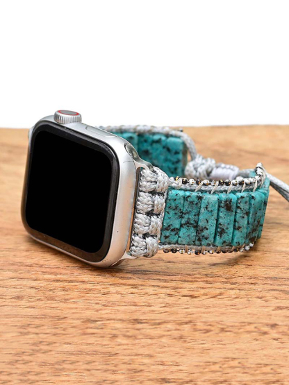 Bohemian Rectangle Natural Stone Bead Edge Handwoven Band