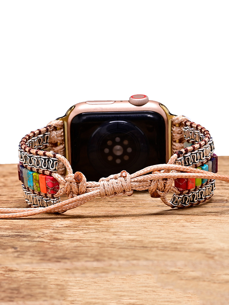 3-Link Bohemian Rectangle Natural Stone Handwoven Band
