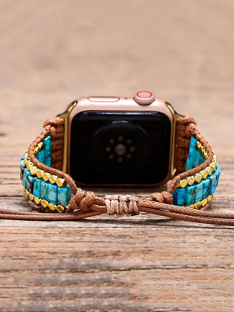 Bohemian Short Rectangle Natural Stone Handwoven Band