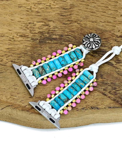 Bohemian Short Cylinder Natural Stone Handwoven Band