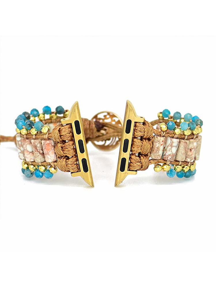 Bohemian Short Cylinder Natural Stone Handwoven Apple Watch Band