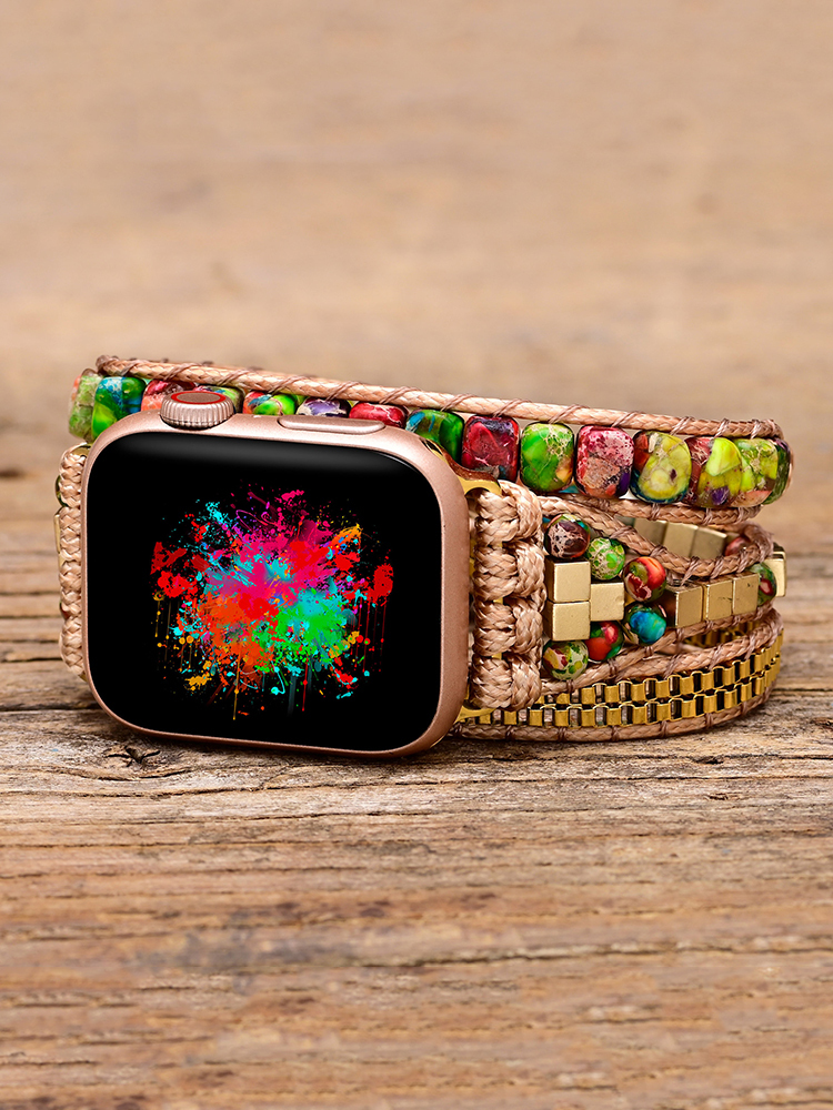 3-loop Bohemian Natural Stone Love Buckle Handwoven Band